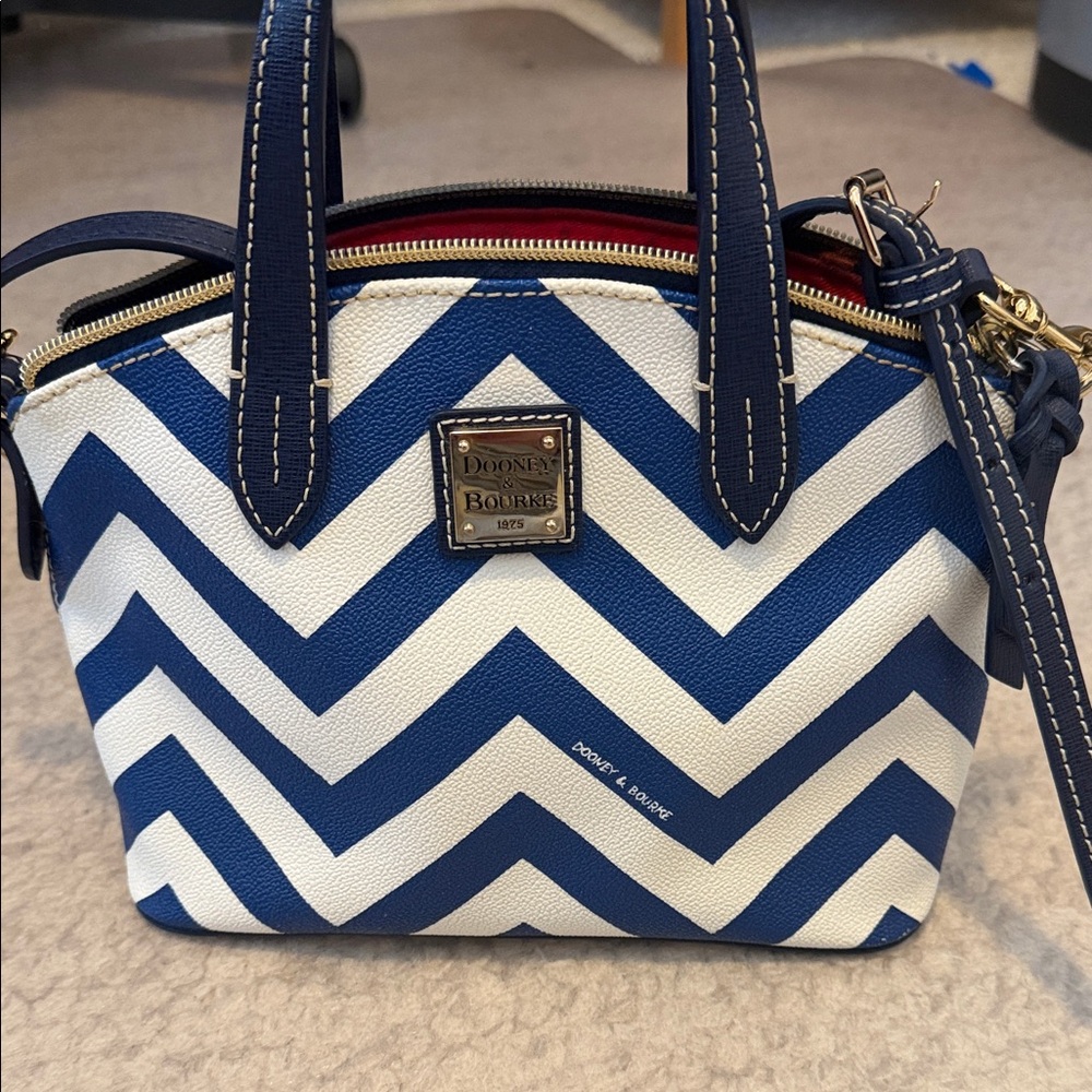 Dooney & Bourke Navy and White Chevron Mini Bag
